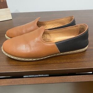 Black and Camel Leather Charix Loafers